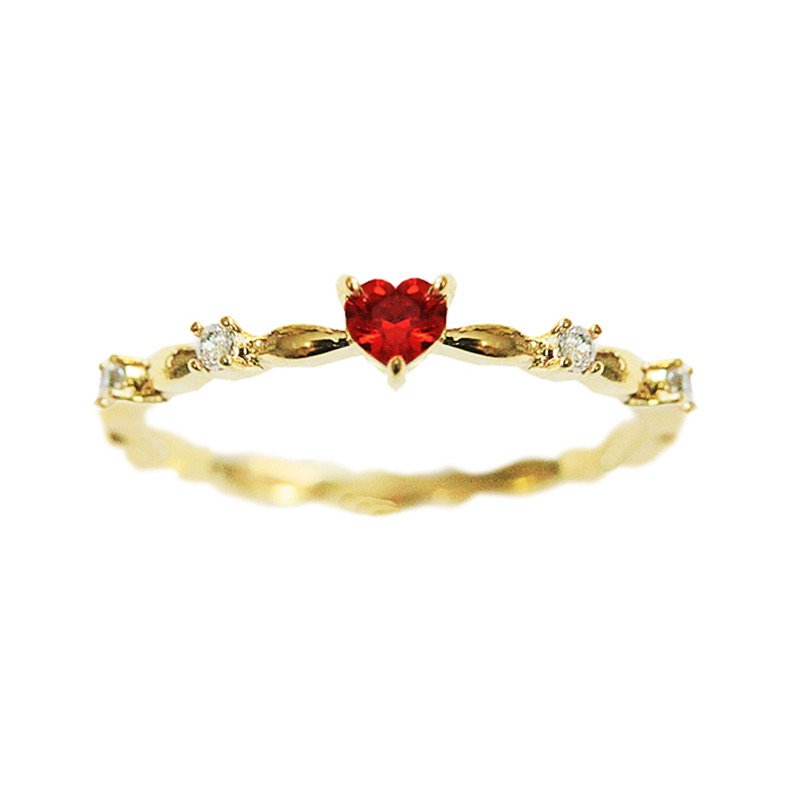 Red Heart Gold Ring | Anti Tarnish Jewellery