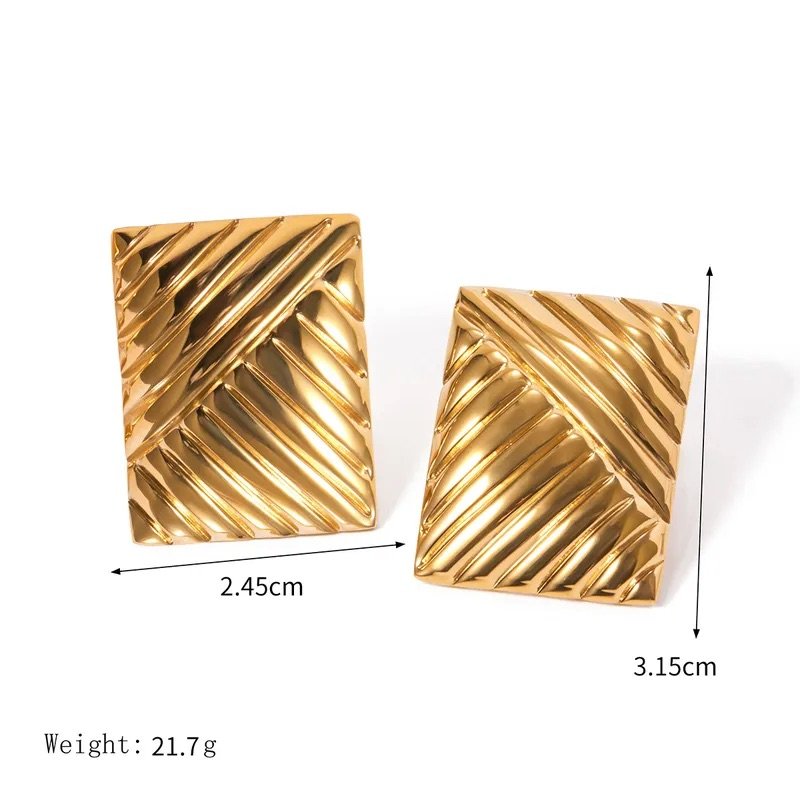 Rectangle Gold Earrings – Anti Tarnish Jewellery