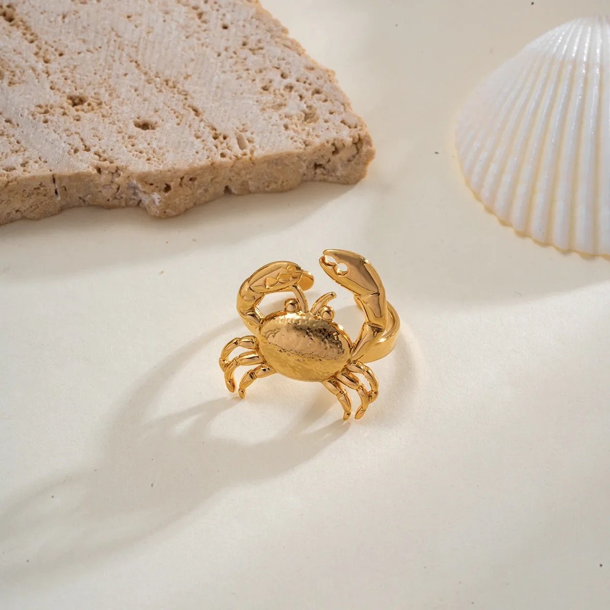 The Crab Ring – Crab Motif Gold Ring, Waterproof & Durable